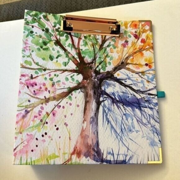 Small hardcover 3 ring binder Pretty Tree clipboard front OC4 - Picture 1 of 4
